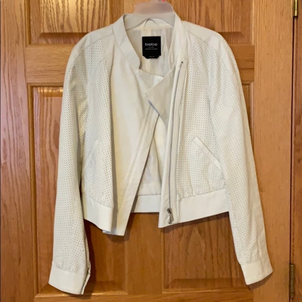 Bebe Genuine white Leather Jacket in size M